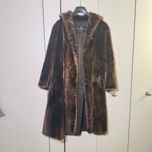 Vintage Genuine Lamb Fur Coat – Rich Chocolate Brown – Full Length